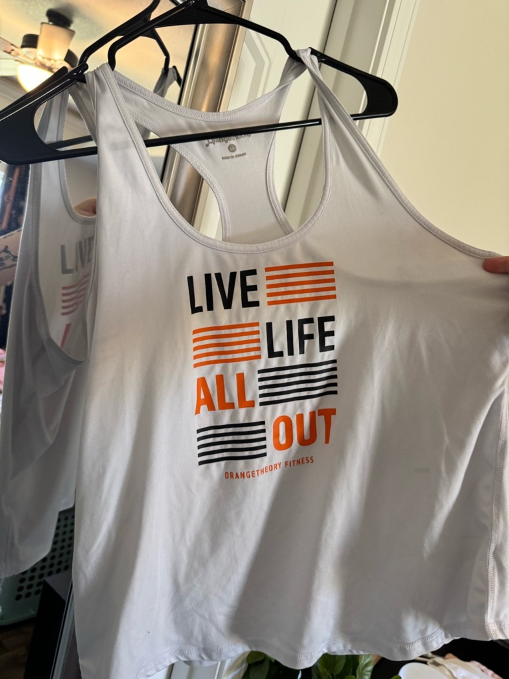 Orangetheory White Tank Top with Orange & Black Graphic